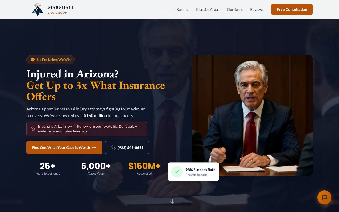 Marshall Law Group demo, personal injury landing