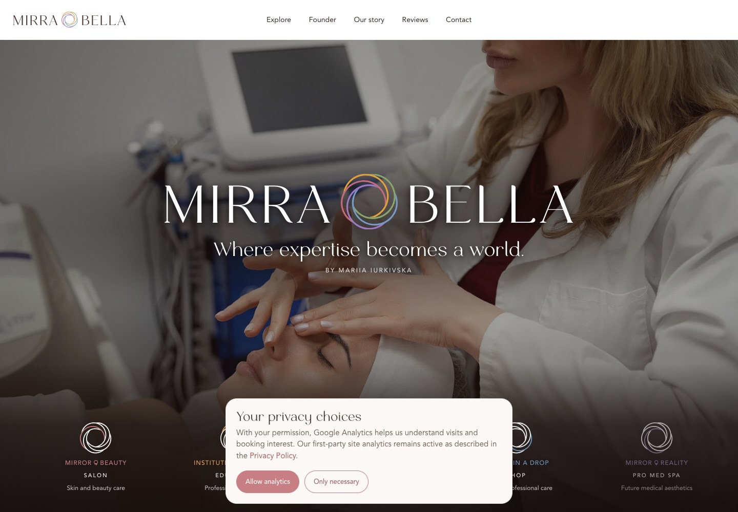MIRRA BELLA website screenshot.