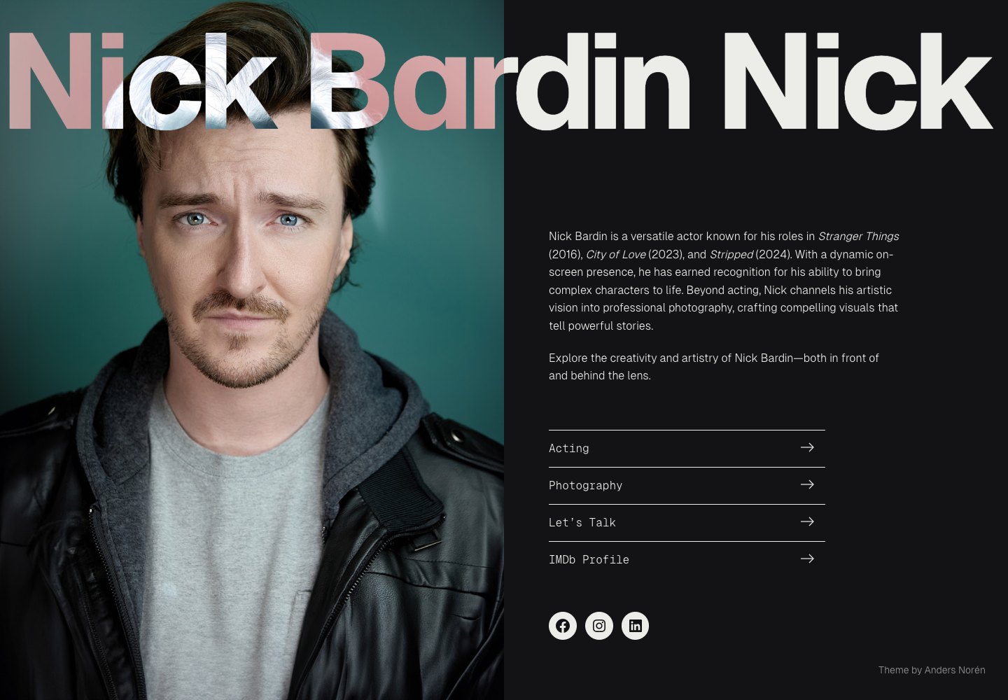 Nick Bardin website screenshot.