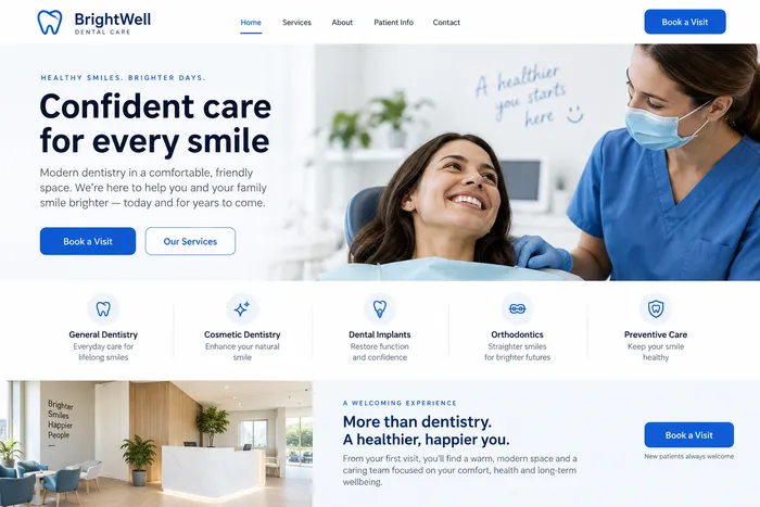 Dental clinic website concept.