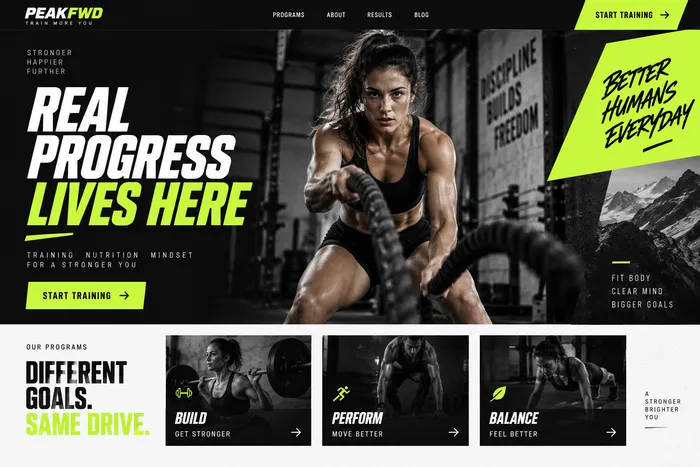 Fitness coach website concept.
