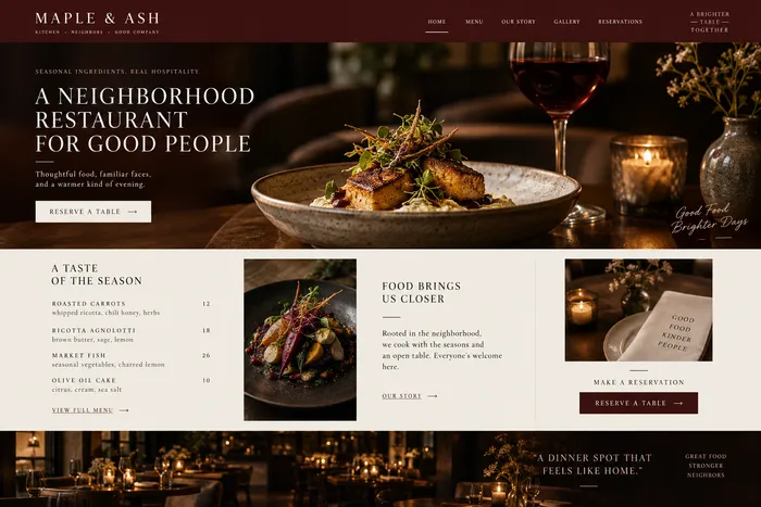 Restaurant website concept.