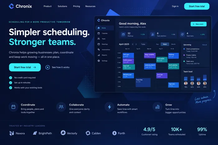 Scheduling software website concept.