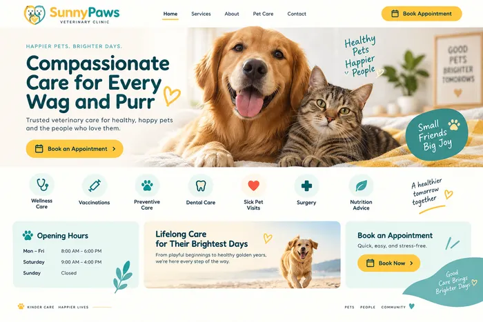 Veterinary clinic website concept.