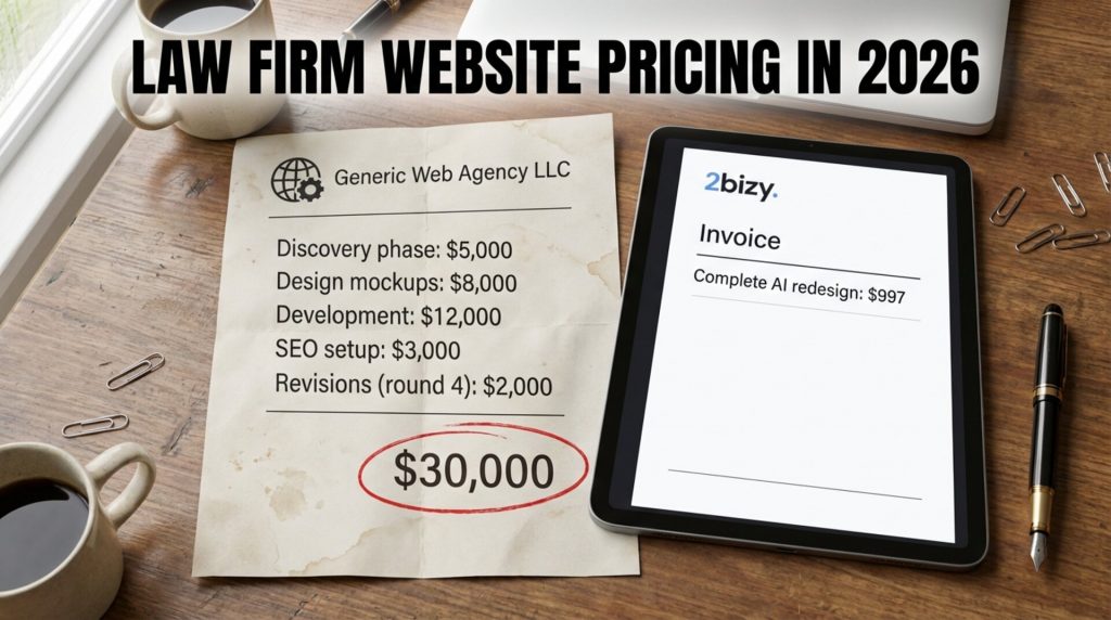Law firm website redesign cost breakdown chart for 2026