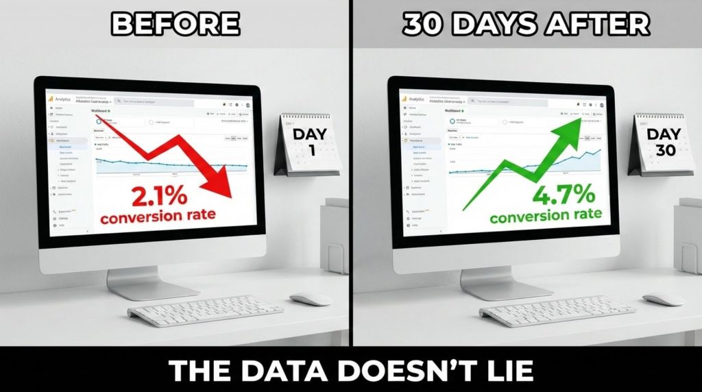 Analytics dashboard showing law firm website performance improvements